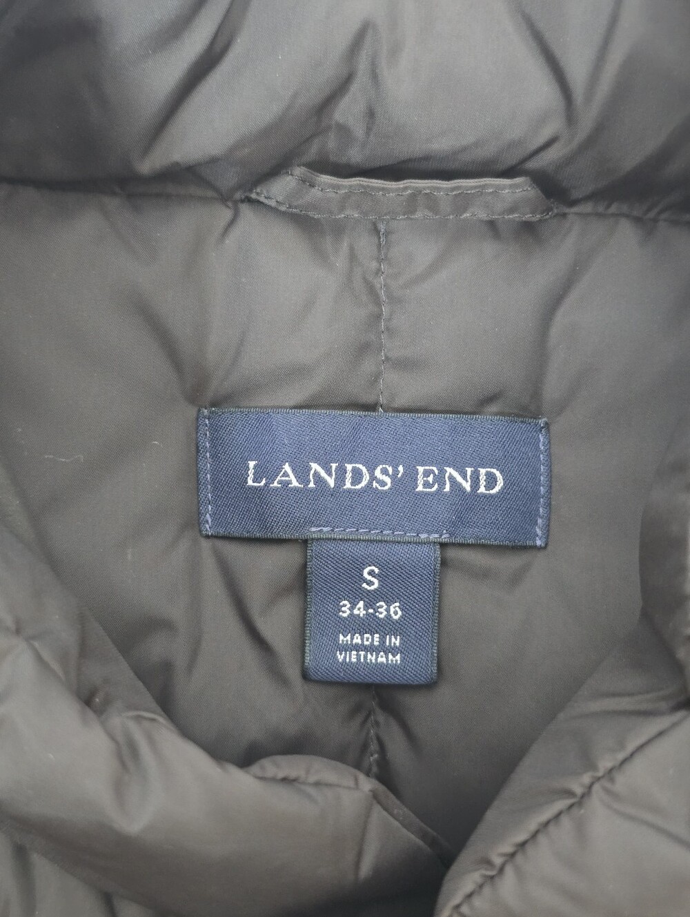 Lands' End Goose Down Puffer Black Vest Men's Size Small Snap Front Quilted - Picture 4 of 8